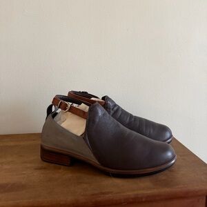 Naot Kamsin Cutout Leather Ankle Boot Bootie Maple/Brown/Smoke Grey US 40